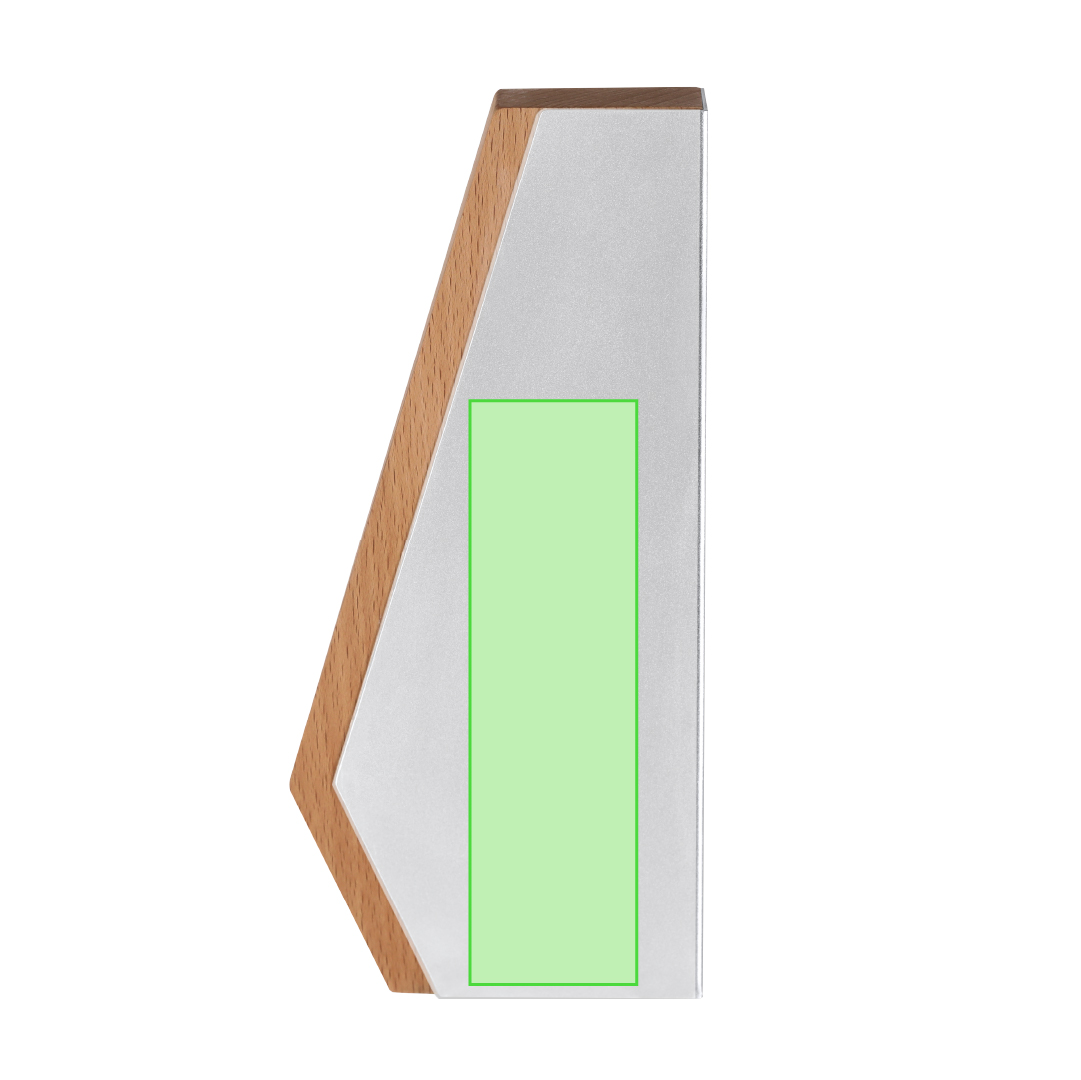 Placa trofeo de aluminio reciclado certificado con base de madera 10×22 cm