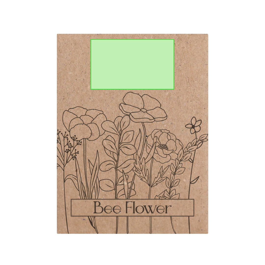 Sobre de papel kraft con mezcla de semillas de flores de abeja para siembra directa