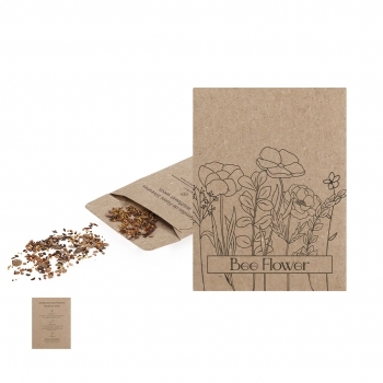 Sobre de papel kraft con mezcla de semillas de flores de abeja para siembra directa