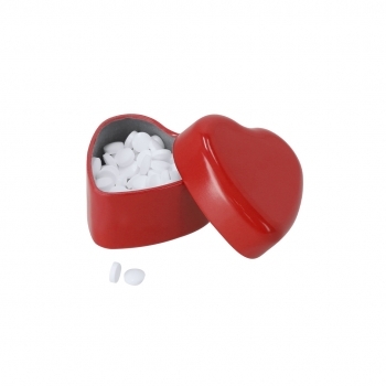 Dispensador de caramelos de menta sin azúcar 20 g en caja de metal forma corazón