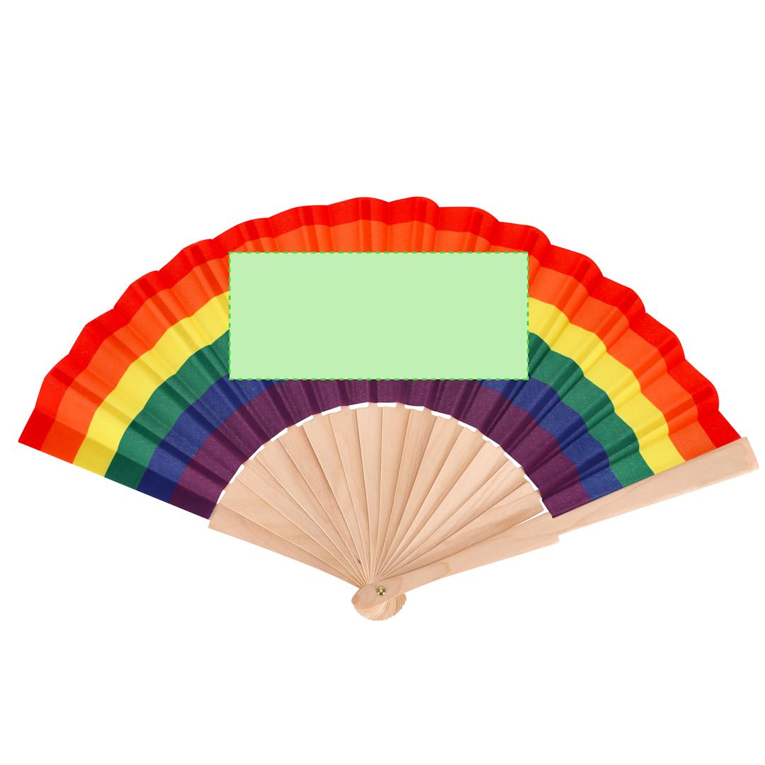 Abanico Rainbow de tela multicolor con varillas de madera natural 42×23 cm