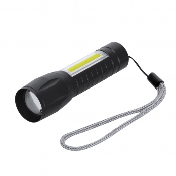 Linterna de aluminio mate 8 LEDs y 10 luces COB con zoom y batería 400 mAh