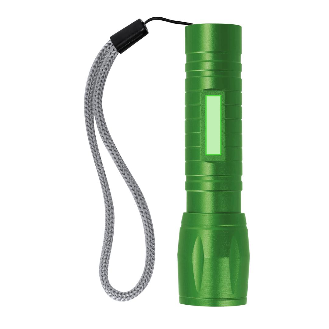 Linterna de aluminio mate 8 LEDs y 10 luces COB con zoom y batería 400 mAh
