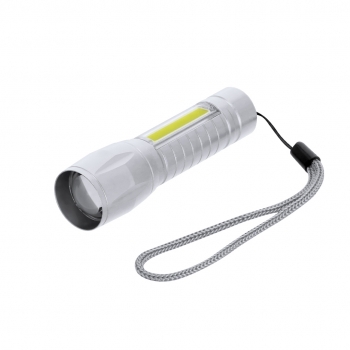 Linterna de aluminio mate 8 LEDs y 10 luces COB con zoom y batería 400 mAh