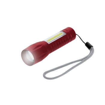 Linterna de aluminio mate 8 LEDs y 10 luces COB con zoom y batería 400 mAh