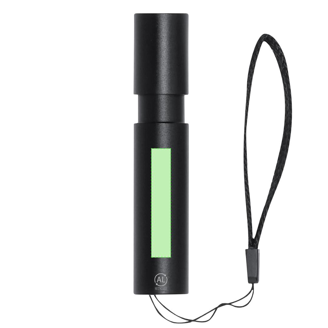 Linterna de aluminio reciclado con zoom 1 luz COB 3 posiciones batería 400 mAh