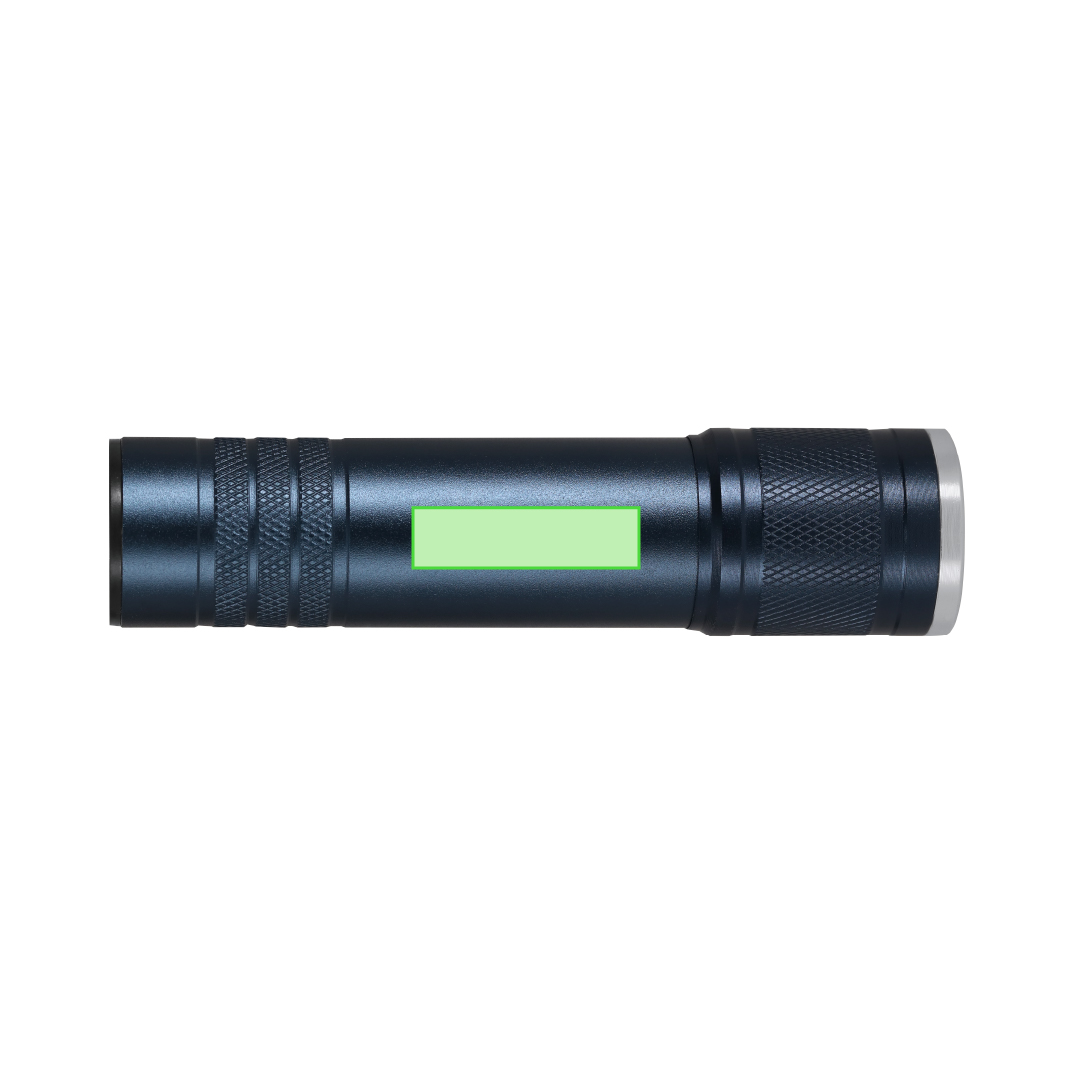 Linterna de aluminio reciclado con zoom 1 luz COB batería 800 mAh carga Tipo C