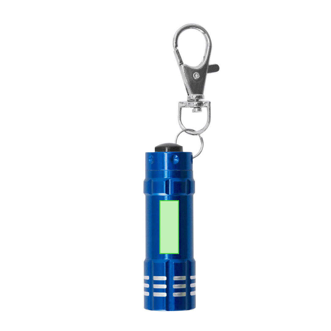 Llavero linterna de aluminio reciclado brillante 3 LEDs con pilas incluidas 5,4 cm