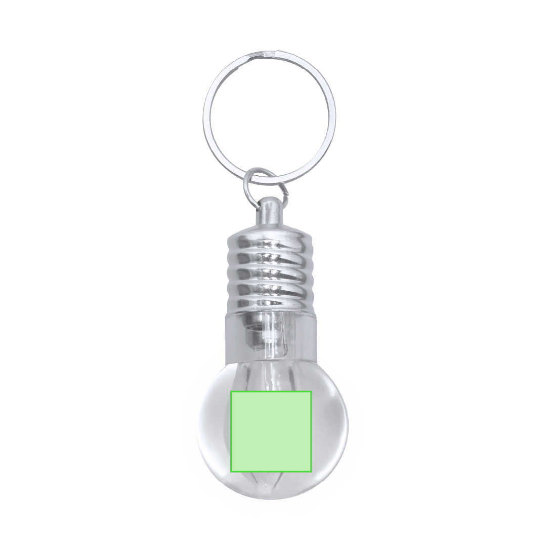 Llavero linterna diseño bombilla 1 LED con botón lateral y anilla cromada 5,6 cm