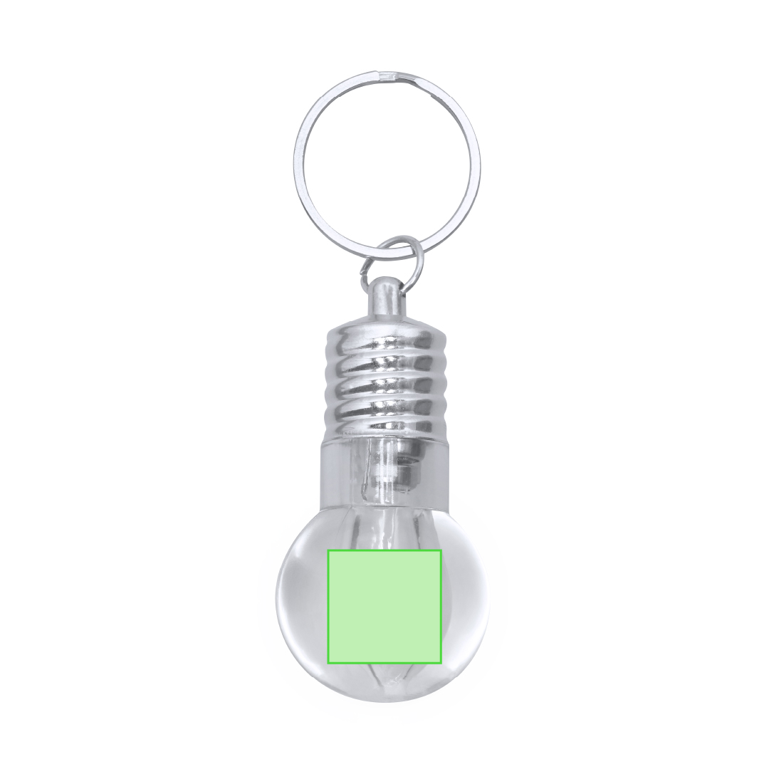 Llavero linterna diseño bombilla 1 LED con botón lateral y anilla cromada 5,6 cm