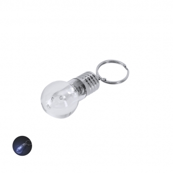Llavero linterna diseño bombilla 1 LED con botón lateral y anilla cromada 5,6 cm