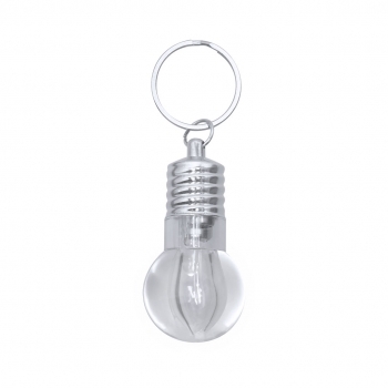 Llavero linterna diseño bombilla 1 LED con botón lateral y anilla cromada 5,6 cm