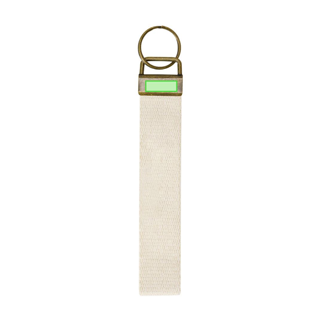 Llavero con cinta de poliéster y accesorios de metal envejecido 2,5×15,5 cm