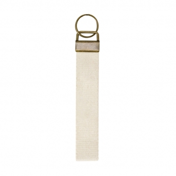 Llavero con cinta de poliéster y accesorios de metal envejecido 2,5×15,5 cm