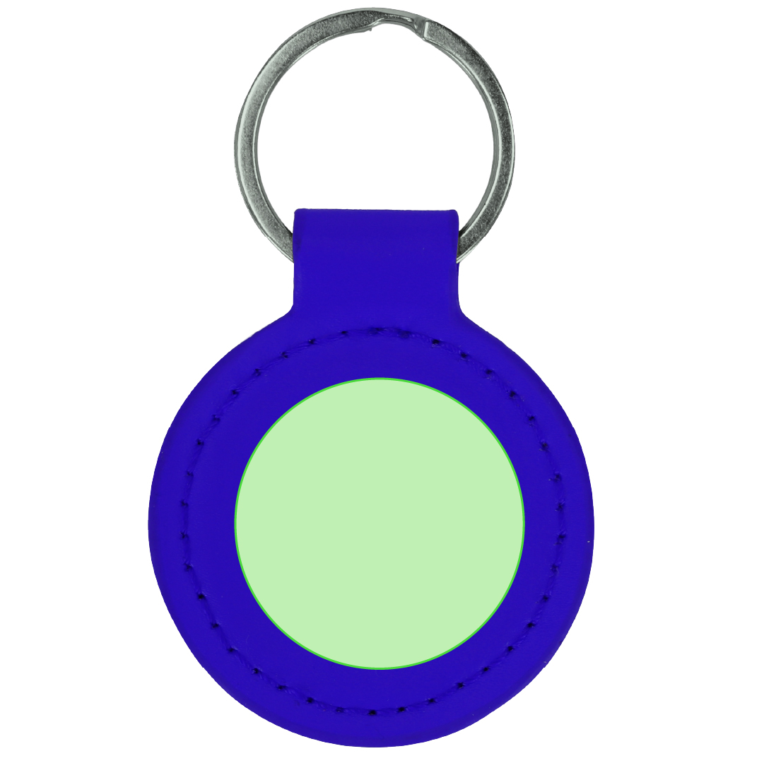 Llavero de metal con recubrimiento de PU costuras a juego y placa espejo para láser