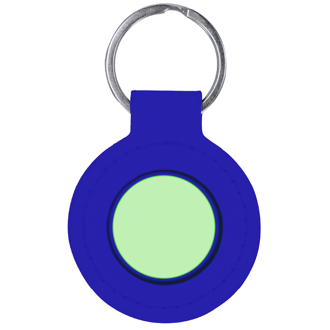 Llavero de metal con recubrimiento de PU costuras a juego y placa espejo para láser