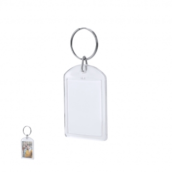 Llavero transparente brillante con ranura para insertar papel personalizable
