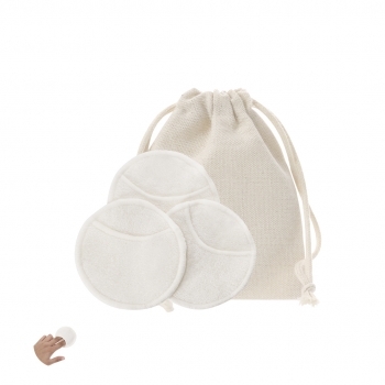 Set 3 discos de limpieza facial reutilizables de bambú y algodón con funda