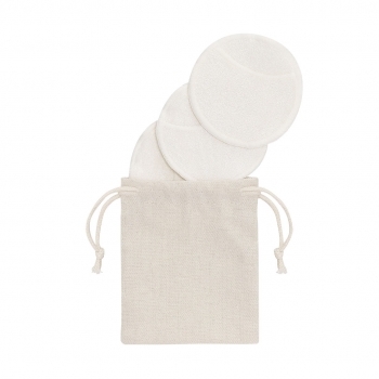 Set 3 discos de limpieza facial reutilizables de bambú y algodón con funda