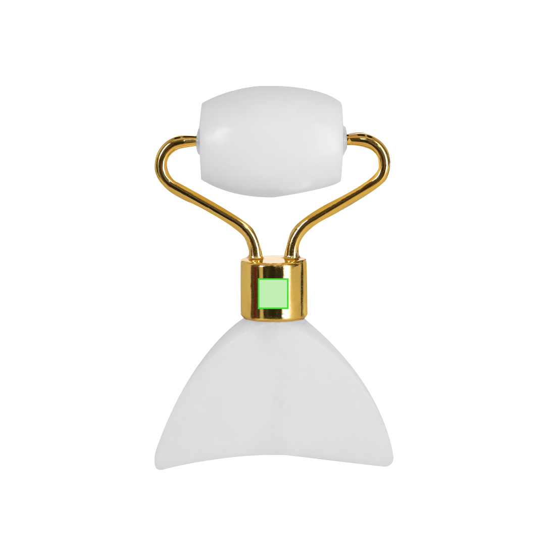 Rodillo masajeador facial de piedra jade blanca con cilindro para el rostro