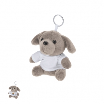 Llavero perrito de peluche con camiseta personalizable anilla metálica