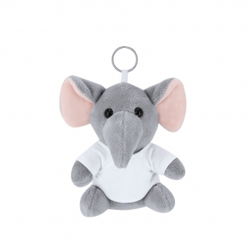 Llavero elefante de peluche con camiseta personalizable anilla metálica