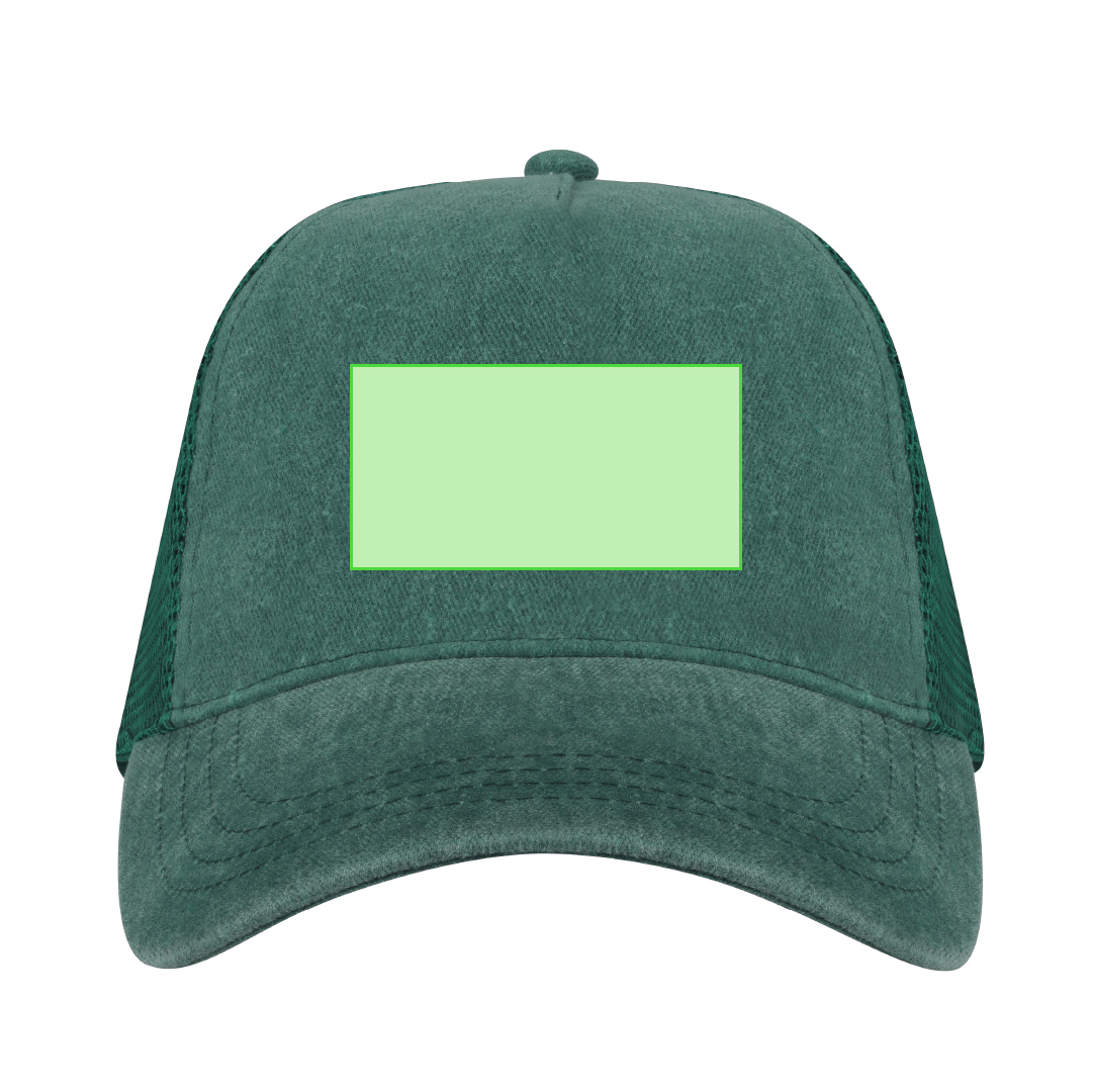 Gorra 5 paneles efecto lavado con parte trasera en malla transpirable y cierre de plástico