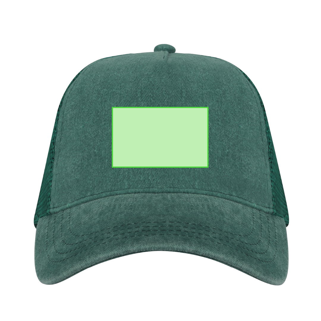 Gorra 5 paneles efecto lavado con parte trasera en malla transpirable y cierre de plástico