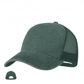 Gorra 5 paneles efecto lavado con parte trasera en malla transpirable y cierre de plástico