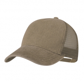 Gorra 5 paneles efecto lavado con parte trasera en malla transpirable y cierre de plástico
