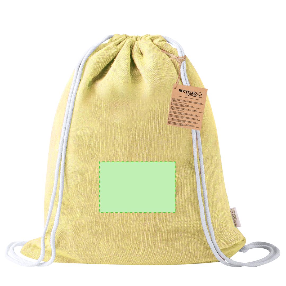 Mochila pareo de algodón reciclado 170 g/m² (180x90 cm) con diseño en color coordinado y plegado en mochila de cuerdas