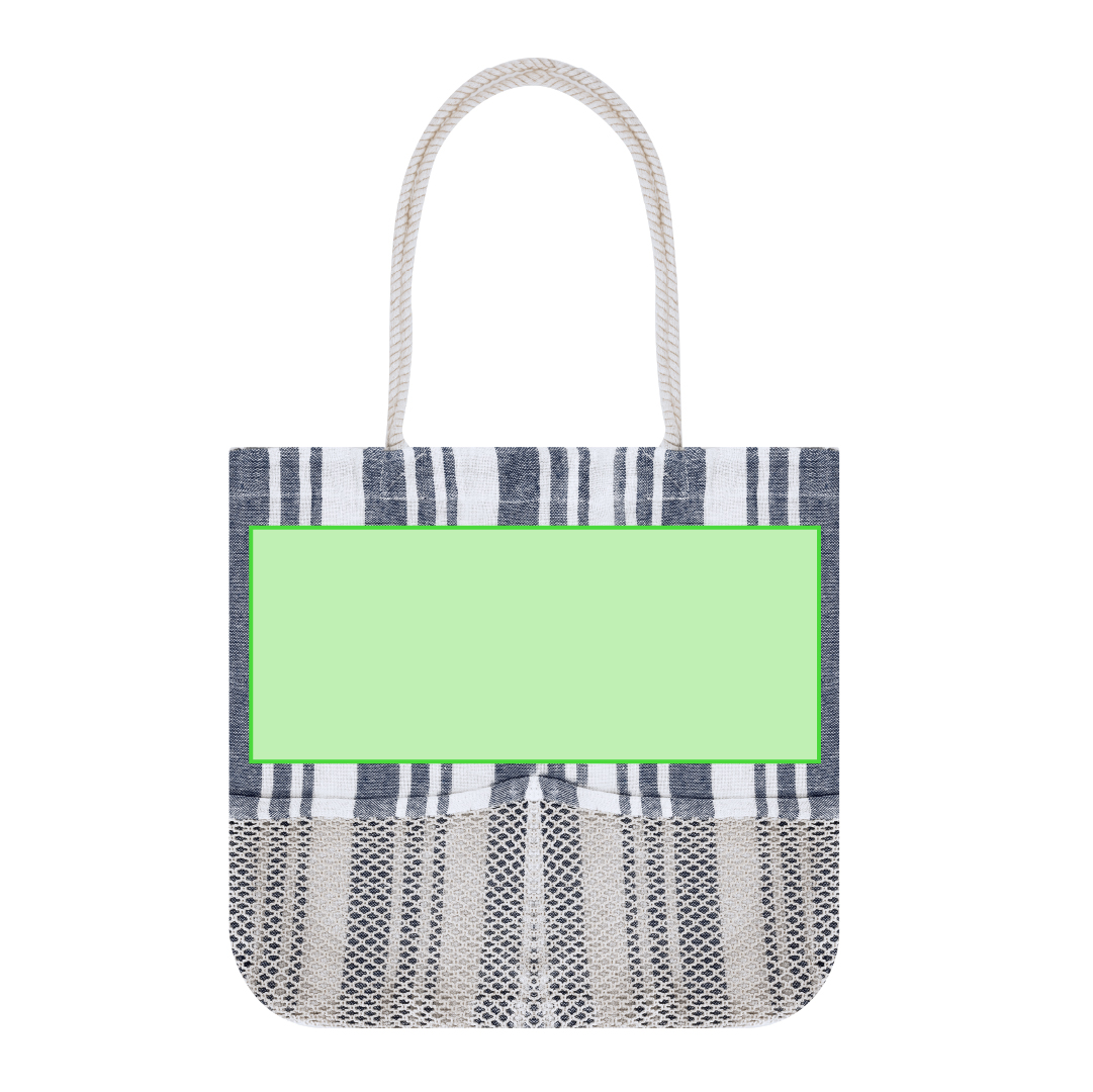 Set de bolsa, neceser y pareo en algodón 180 g/m² con diseño de rayas para escapadas vacacionales