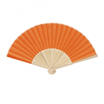 Abanico de línea nature con varillas de bambú y tela de poliéster 190T — diseño esencial sin accesorios (38x21 cm)