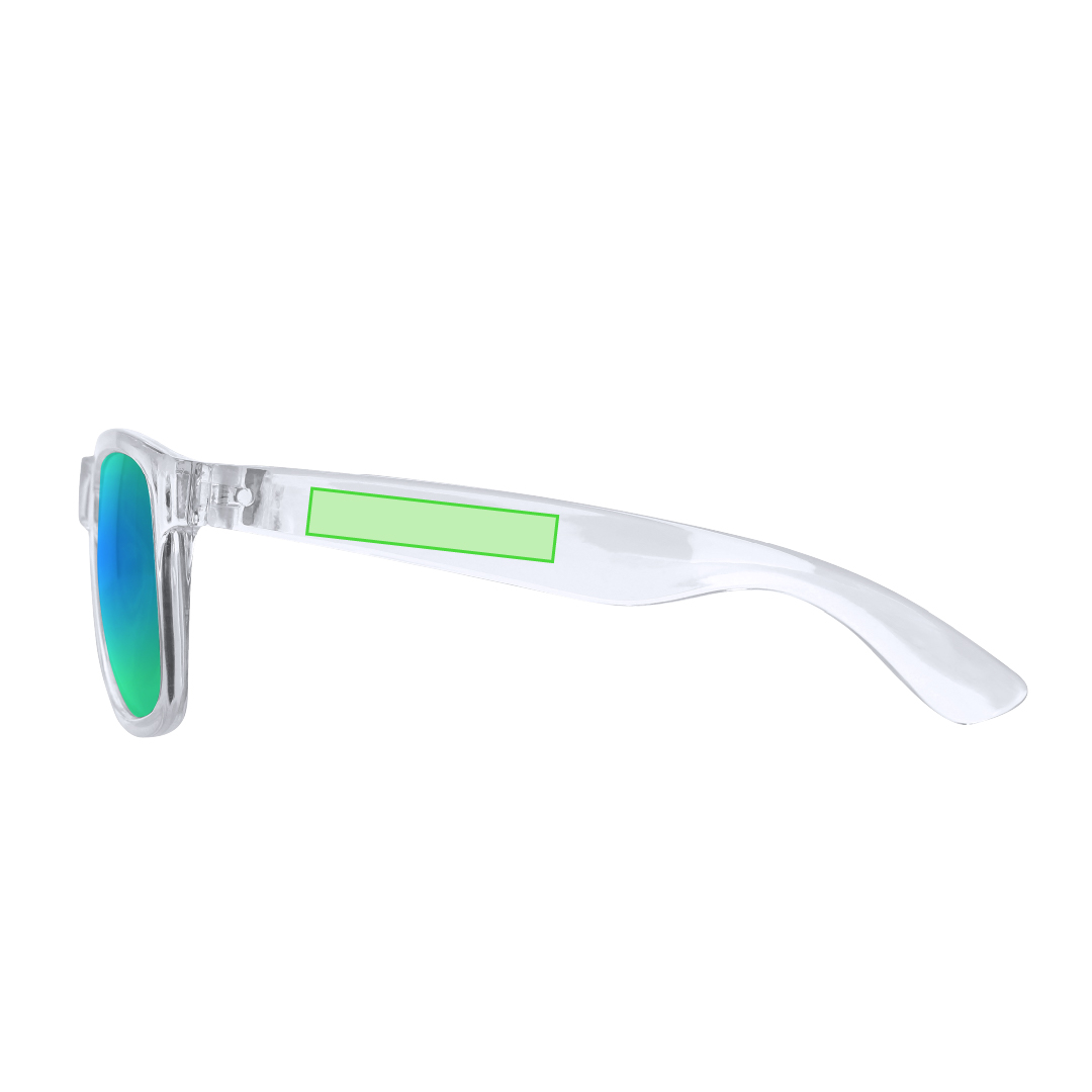 Gafas de sol UV400 con montura de diseño translúcido y lentes efecto espejo — novedad del catálogo