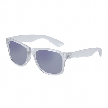 Gafas de sol UV400 con montura de diseño translúcido y lentes efecto espejo — novedad del catálogo
