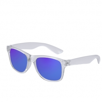 Gafas de sol UV400 con montura de diseño translúcido y lentes efecto espejo — novedad del catálogo