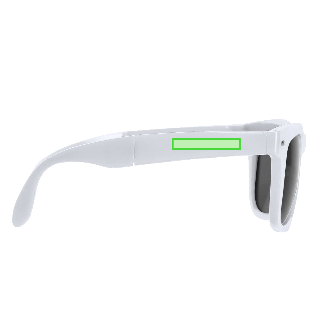 Gafas de sol plegables UV400 con montura brillante y funda a juego de poliéster suave con cierre de cordones — novedad sublimable