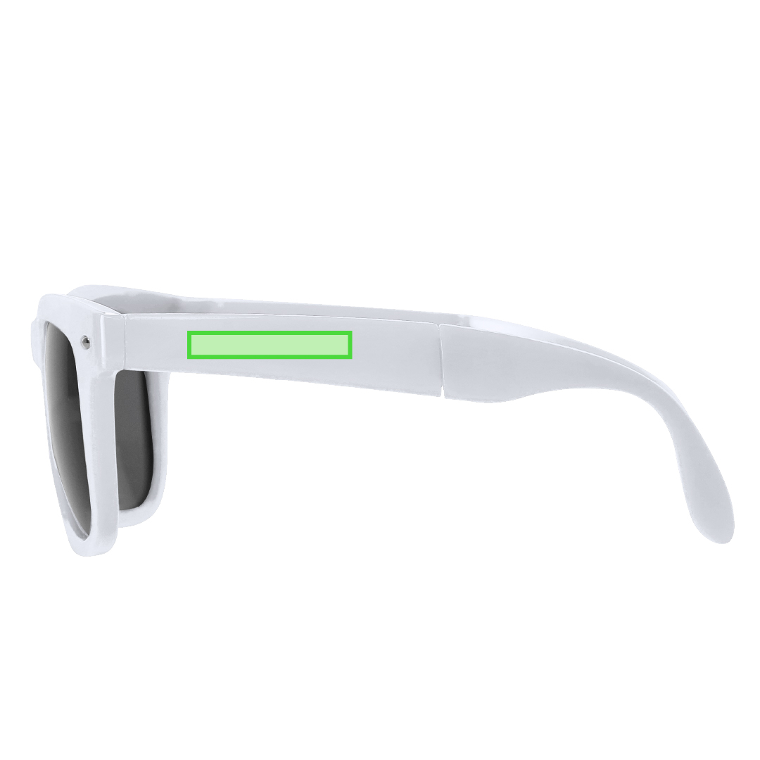 Gafas de sol plegables UV400 con montura brillante y funda a juego de poliéster suave con cierre de cordones — novedad sublimable