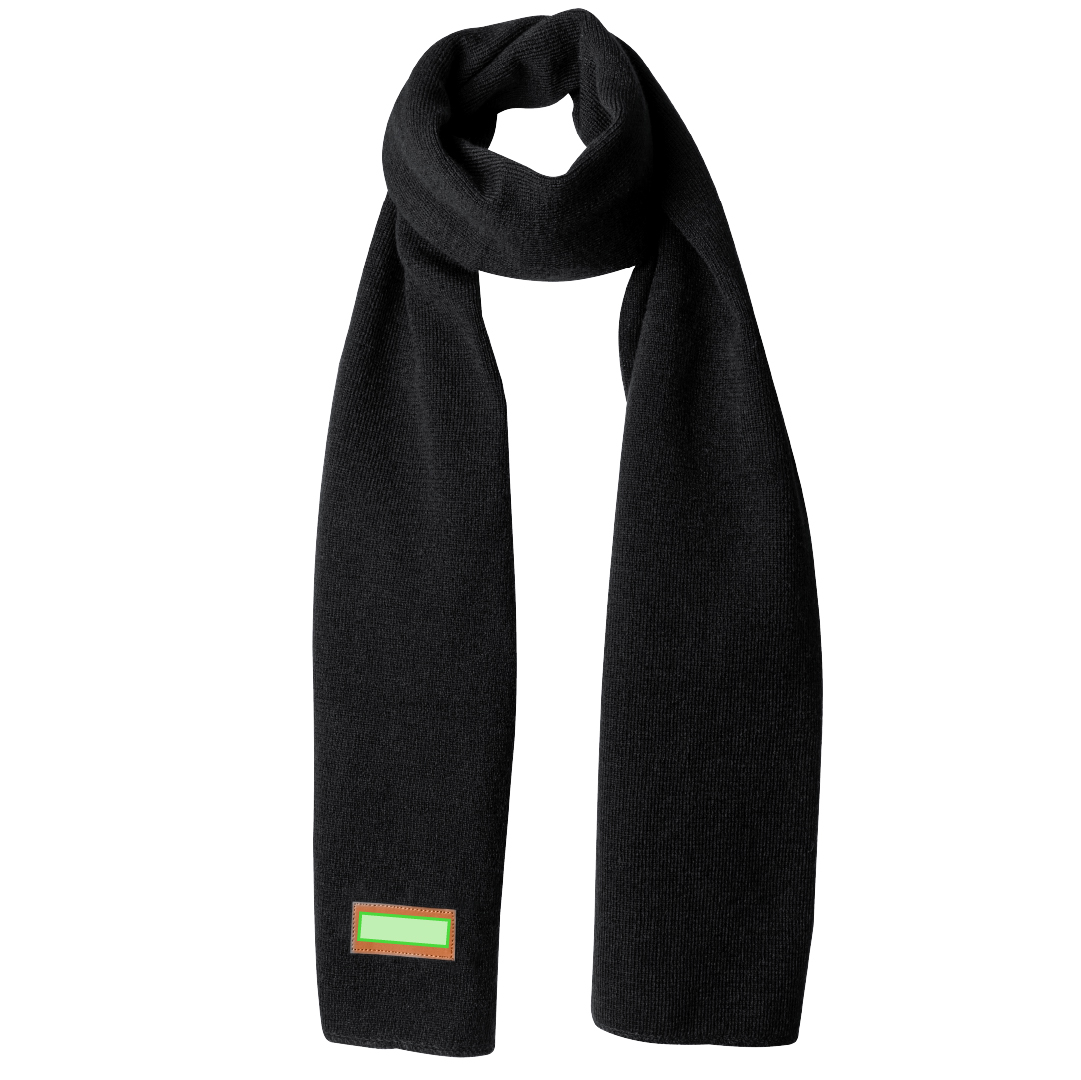 Set de 3 piezas: gorro, bufanda y guantes táctiles en acrílico con etiqueta cosida en PU — en elegante caja negra
