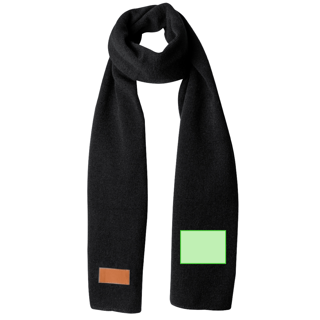 Set de 3 piezas: gorro, bufanda y guantes táctiles en acrílico con etiqueta cosida en PU — en elegante caja negra