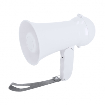 Megáfono plegable de ABS con sirena, grabadora, control de volumen y asa plegable con correa — 4 pilas AA