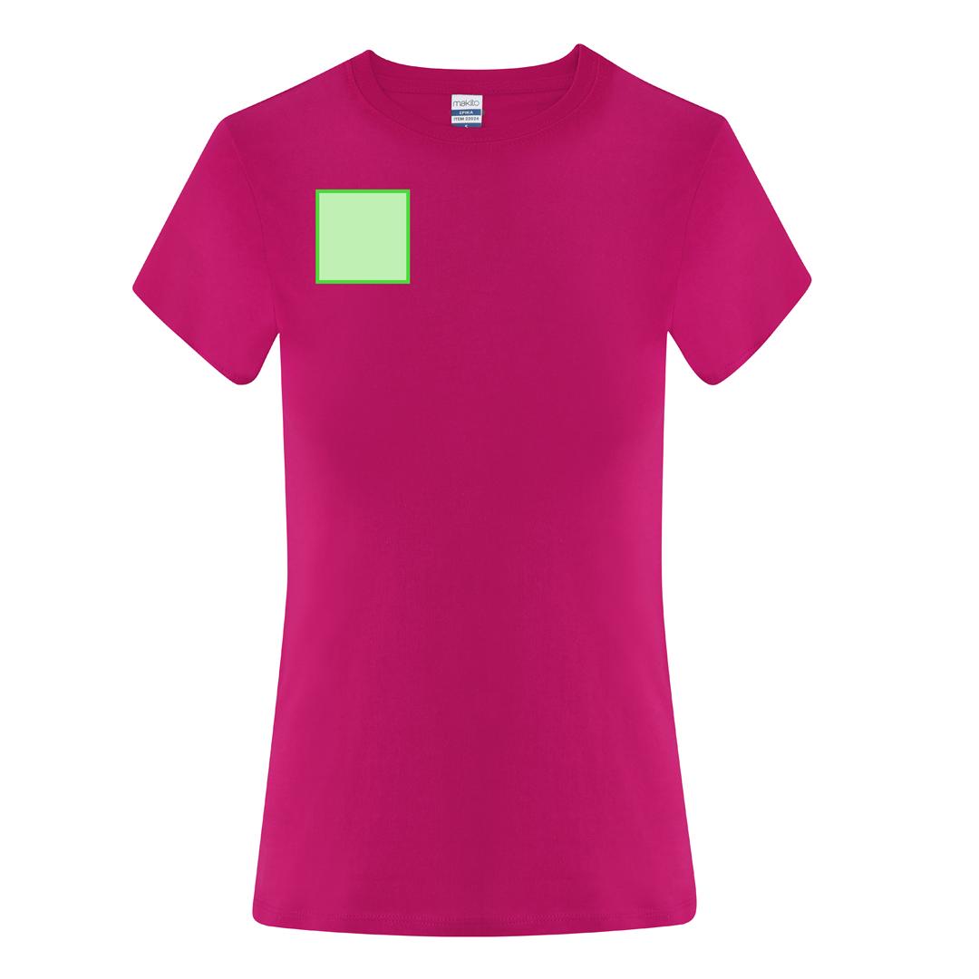 Camiseta Epika de mujer en color — 100% algodón Ring Spun 150 g/m², fit femenino con costuras laterales y cuello canalé 1x1