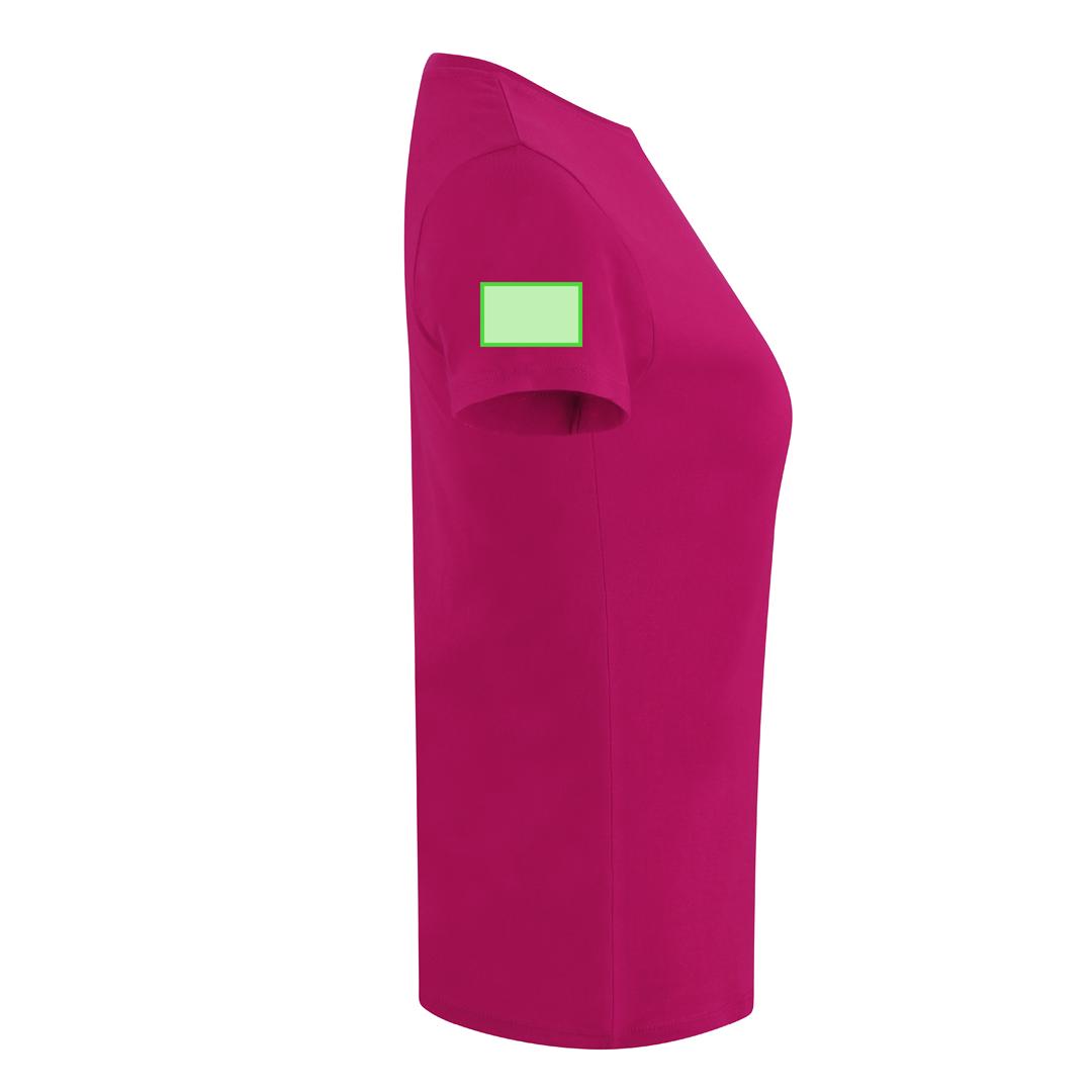 Camiseta Epika de mujer en color — 100% algodón Ring Spun 150 g/m², fit femenino con costuras laterales y cuello canalé 1x1