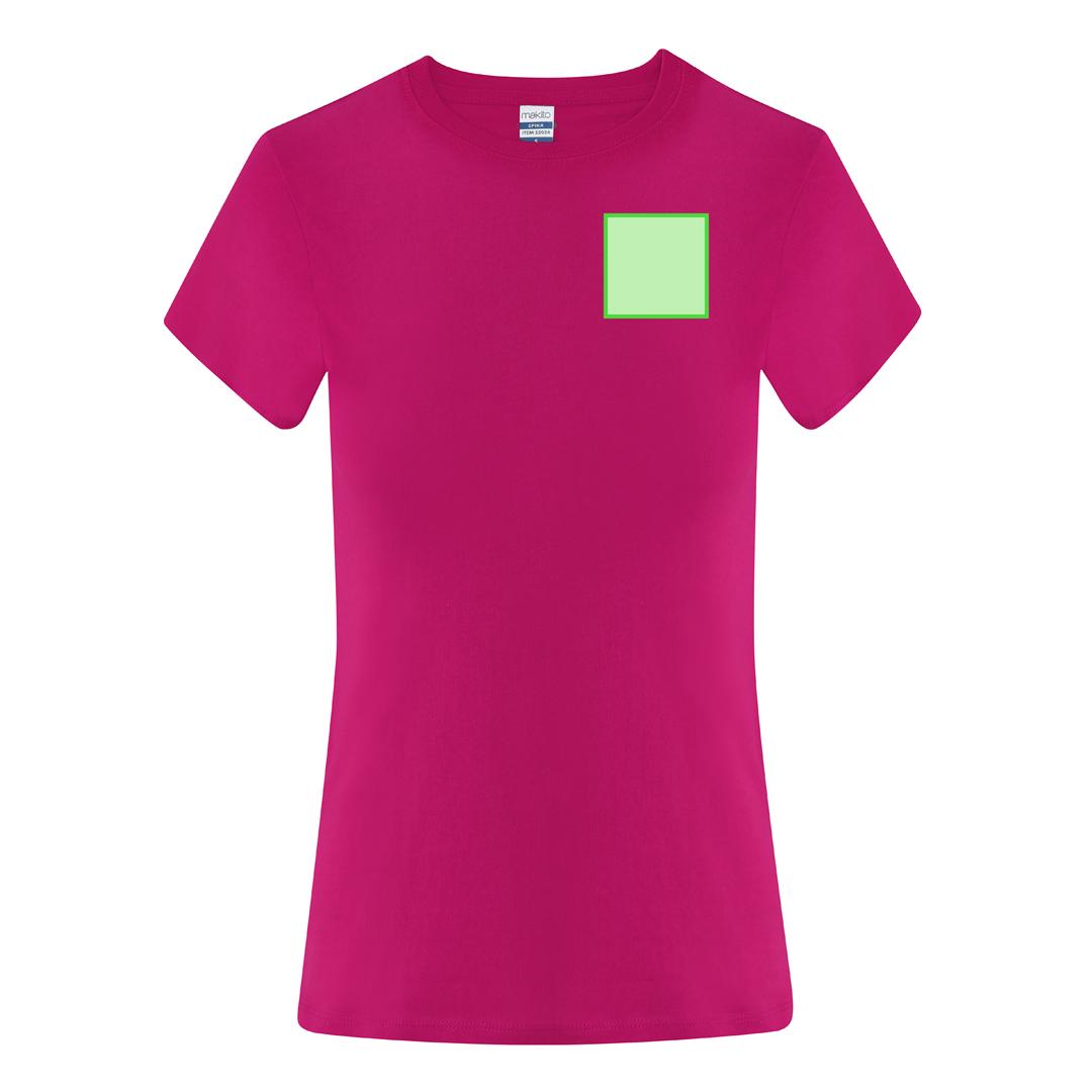 Camiseta Epika de mujer en color — 100% algodón Ring Spun 150 g/m², fit femenino con costuras laterales y cuello canalé 1x1