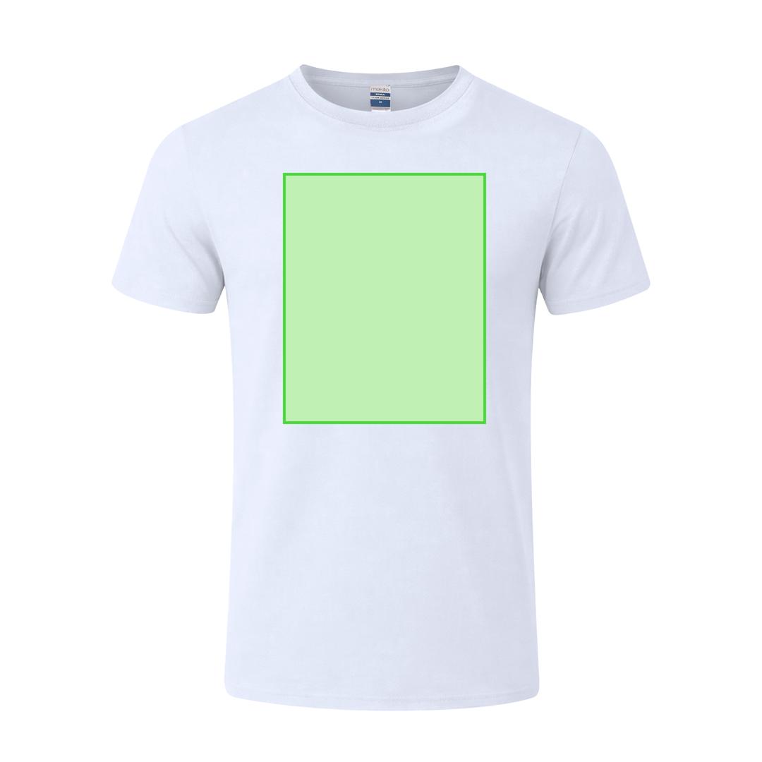 Camiseta Epika adulto blanca — 100% algodón Ring Spun 150 g/m², tejido tubular con cuello canalé 1x1, compatible con serigrafía full-color