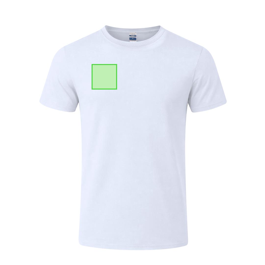 Camiseta Epika adulto blanca — 100% algodón Ring Spun 150 g/m², tejido tubular con cuello canalé 1x1, compatible con serigrafía full-color