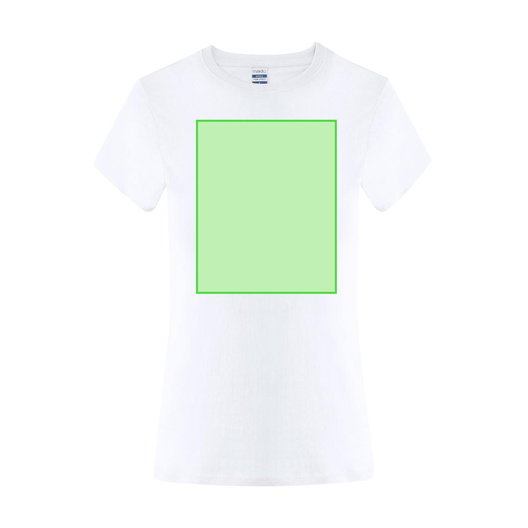 Camiseta Epika mujer blanca — 100% algodón Ring Spun 150 g/m², fit femenino con costuras laterales y cuello canalé 1x1