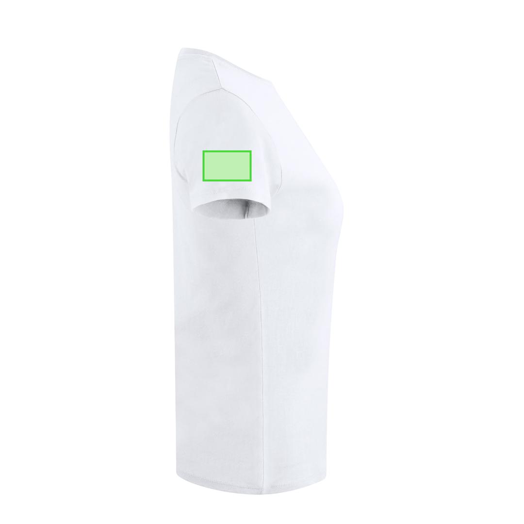 Camiseta Epika mujer blanca — 100% algodón Ring Spun 150 g/m², fit femenino con costuras laterales y cuello canalé 1x1