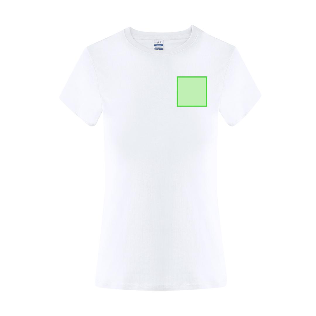 Camiseta Epika mujer blanca — 100% algodón Ring Spun 150 g/m², fit femenino con costuras laterales y cuello canalé 1x1