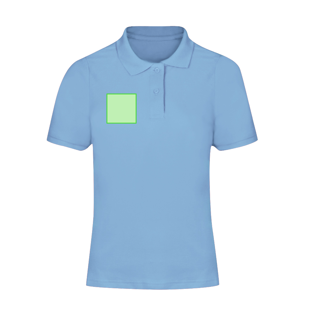 Polo Charles mujer color — 100% algodón Ring Spun piqué 180 g/m², fit femenino con tapeta 2 botones mate y ribetes acanalados